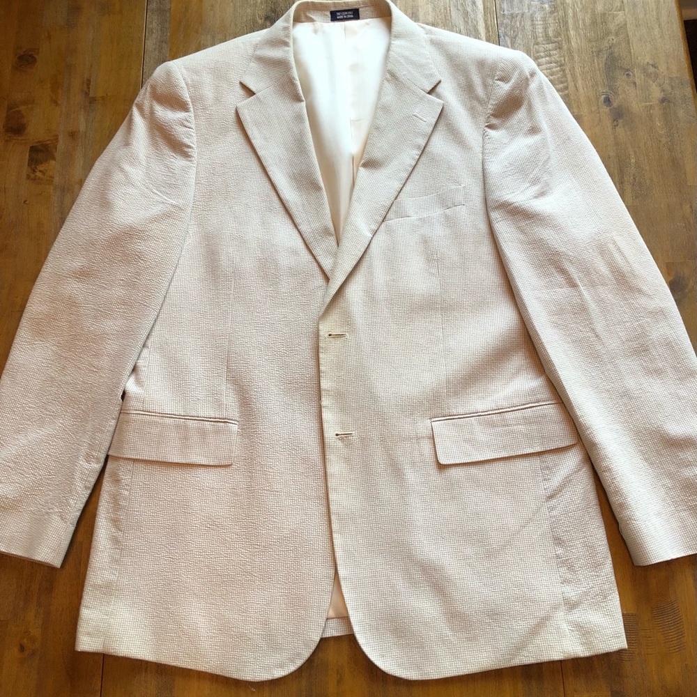 42 Reg Cream Seersucker Sport coat